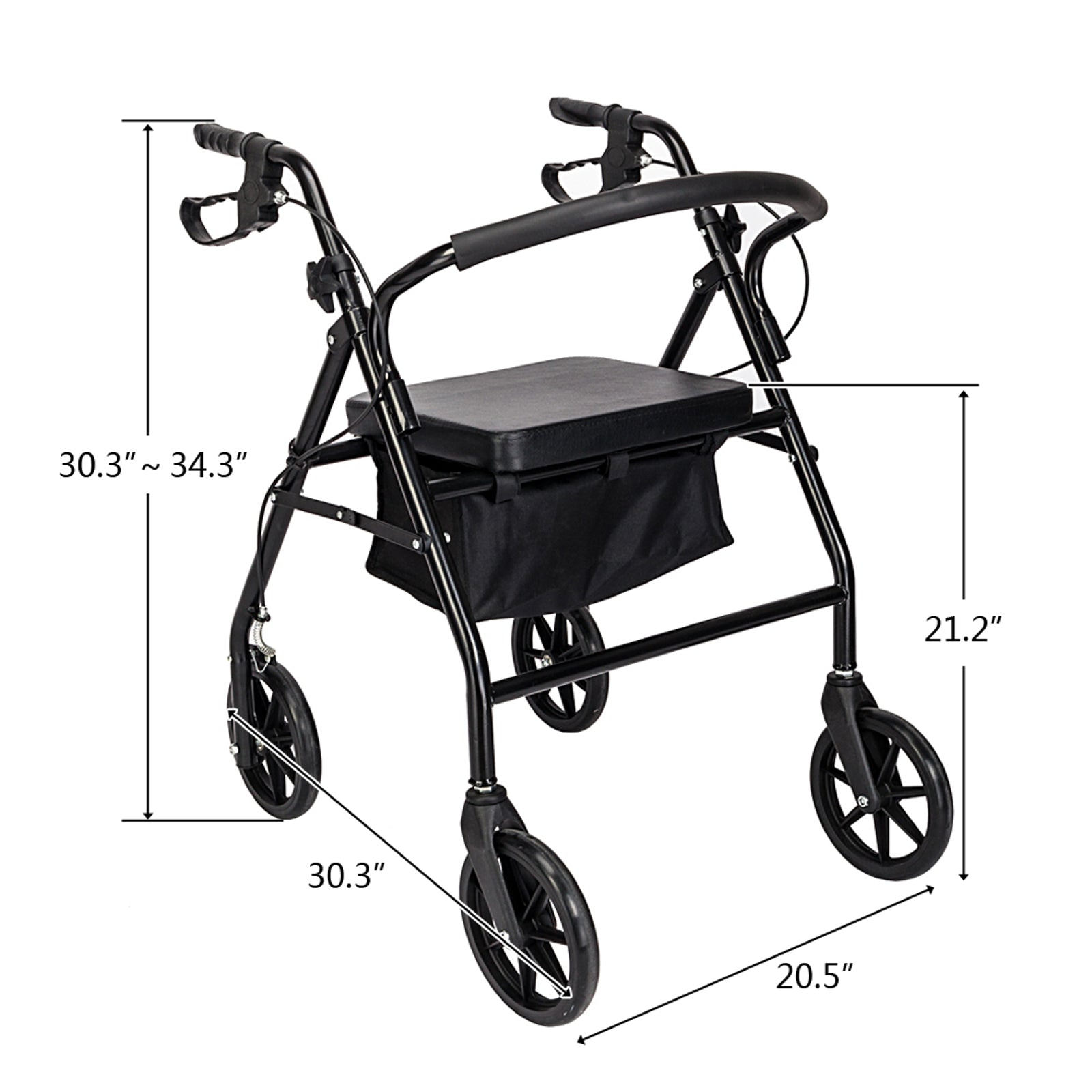 Steel Walker with Wheels Black