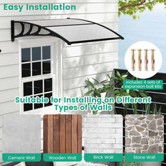 Outdoor Front Door Patio Overhang Awning for Sunlight Rain Snow Wind Protection