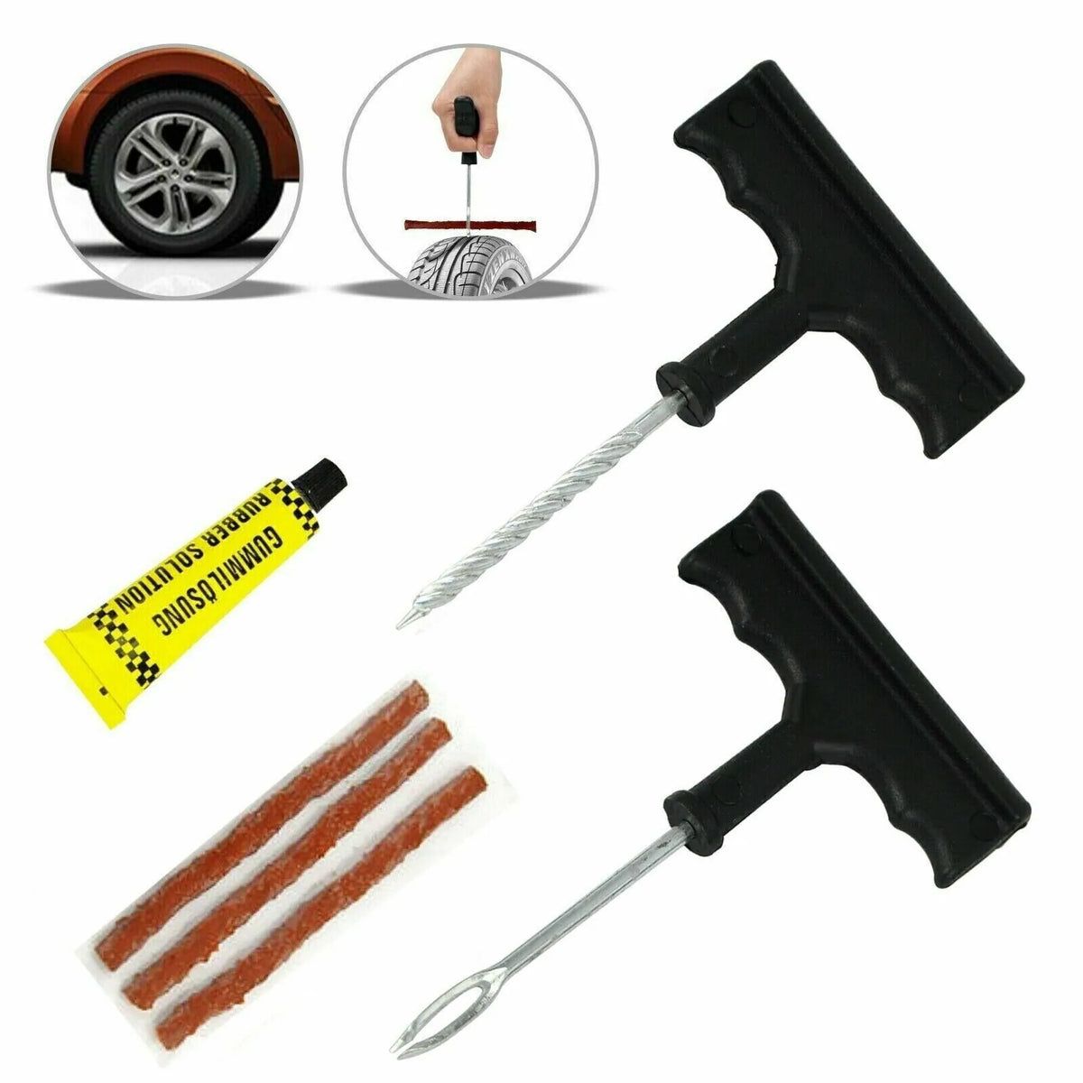 6PC Set Puncture Repair Kit Emergency Car Van Motorcycle Tyre Plug Tubeless Flat