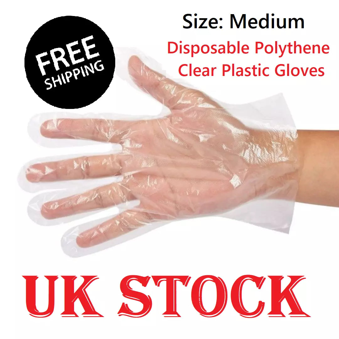 Plastic Gloves PE Polythene Clear Catering Food Hairdressing - Disposable  - UK