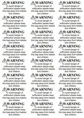 Safety Suffocation Warning Stickers / labels  for Plastic Polythene Bags