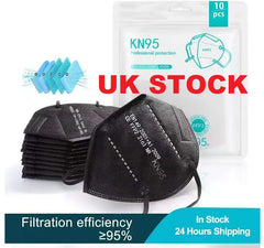 FFP2 Face Mask Black High Filtration Reusable Face Cover - UK