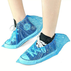 Disposable Blue Shoe Covers Overshoes Carpet Anti Slip Plastic Cleaning 50 Pair