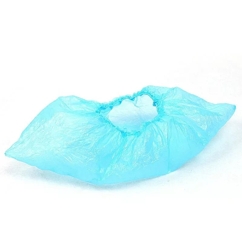 Disposable Blue Shoe Covers Overshoes Carpet Anti Slip Plastic Cleaning 50 Pair