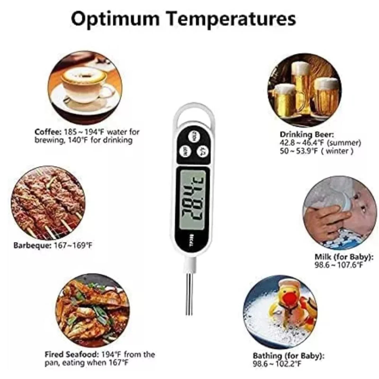 Digital Food Thermometer Temperature Probe Meat Cooking Jam Sugar BBQ Turkey