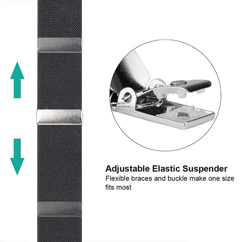 Elastic nylon 35mm wide durable and adjustable trouser braces suspender - Black