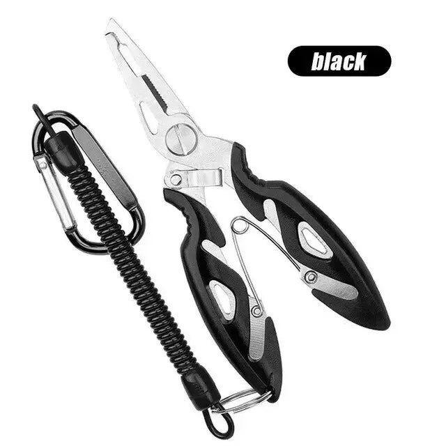 Fishing Pliers Multi-Hook Disgorger Line Removal Cutter Scissors + Lanyard Steel