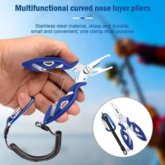 Fishing Pliers Multi-Hook Disgorger Line Removal Cutter Scissors + Lanyard Steel