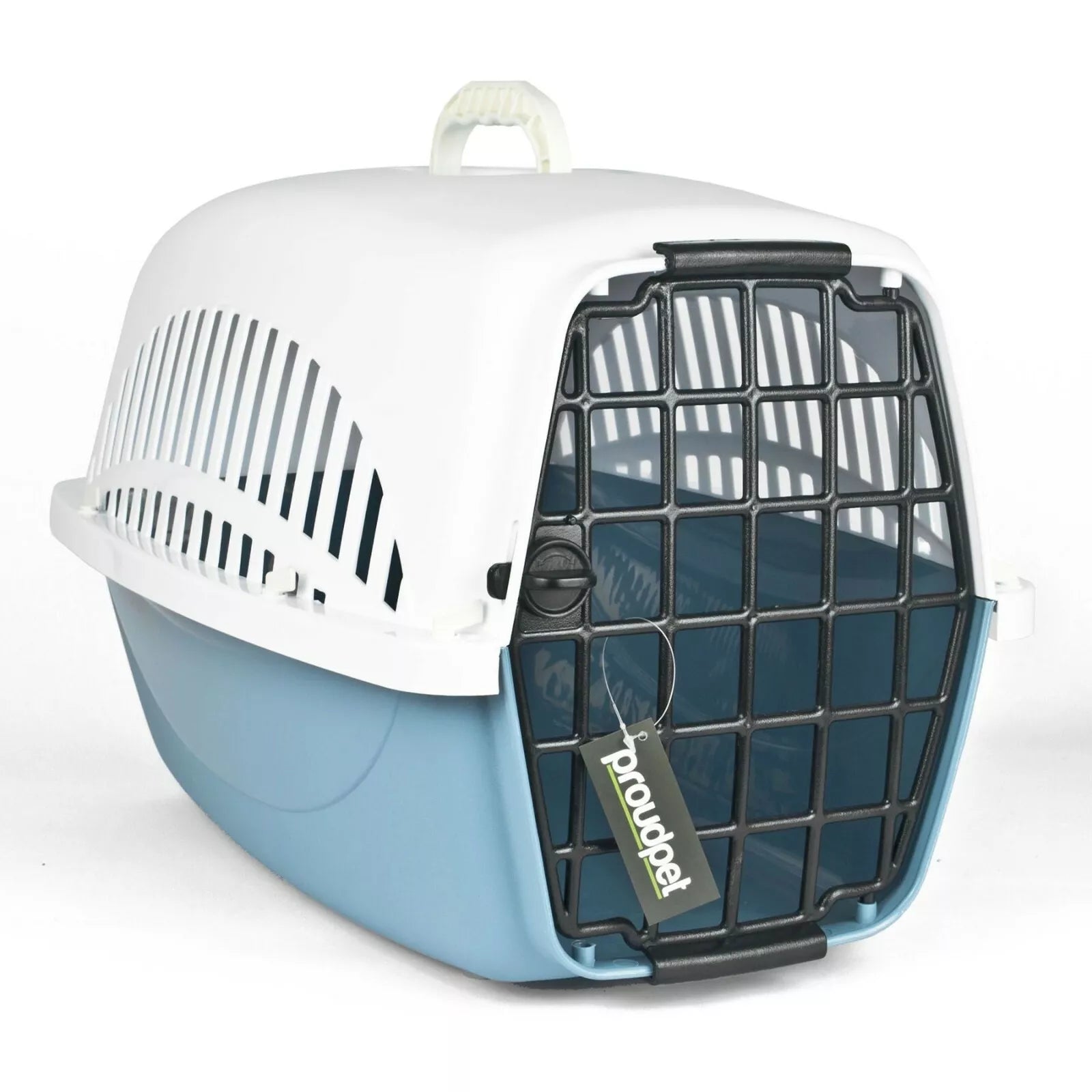 Hard Blue Pet Carrier - Small Dog Crate Puppy Kitten Cat Carry Box - UK