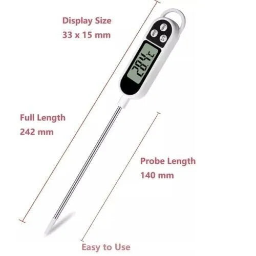 Digital Food Thermometer Temperature Probe Meat Cooking Jam Sugar BBQ Turkey